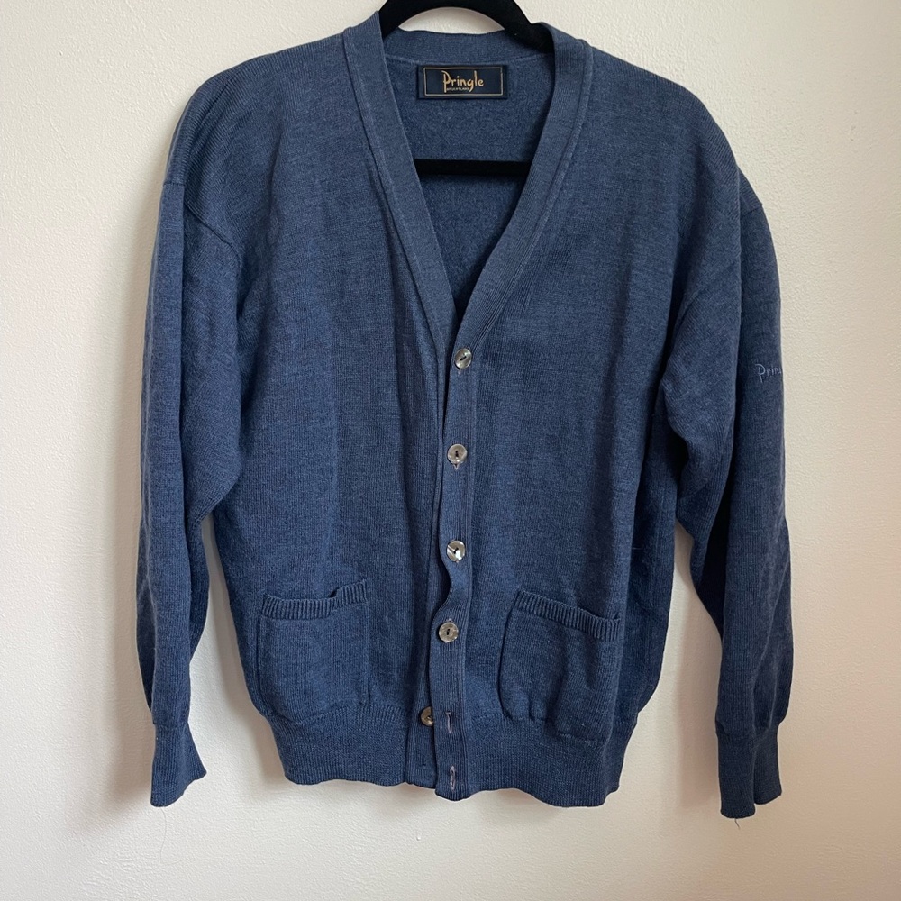 Pringle of Scotland Blue Wool Cardigan Sweater